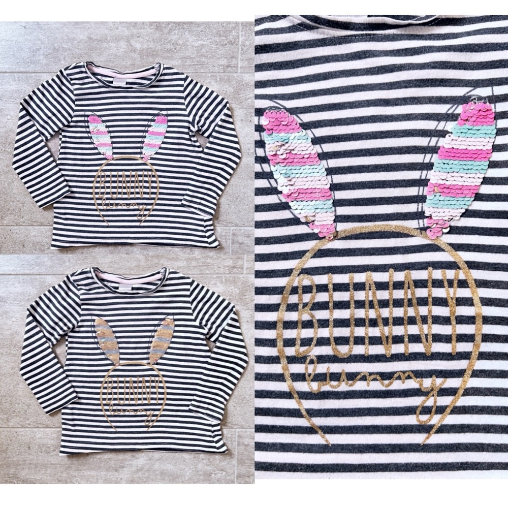 Boutique Easter Bunny Sequin Flip Tee Size 4